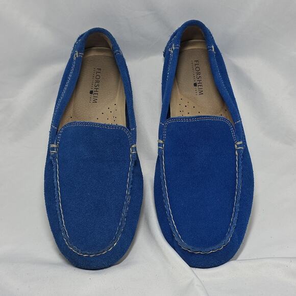 Florsheim Vintage Electric Blue Suede driving Elegant Loafers Mens 8.5 In Guc - Picture 13 of 16